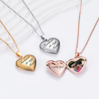 Forever In My Heart Locket Pendant Necklace for Photos, Stainless Steel Heart-Shaped Memorial Jewelry