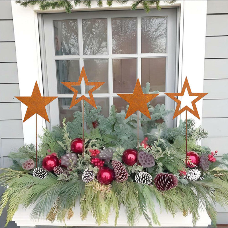Vintage Iron Christmas Holiday Garden Yard Stake Door Hanging Decor