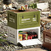 Outdoor Folding Storage Box with Side Opening, Camping Car Trunk Organizer, Plastic Container with Optional Wooden Tabletop