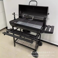 Outdoor Charcoal BBQ Grill with Electric Rotisserie for Patio Villa, American Style Smoker Grill for 5 People