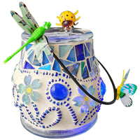 DIY Mosaic Glass Candle Holder Kit with LED Light Base - Creative Craft Gift for Kids & Adults