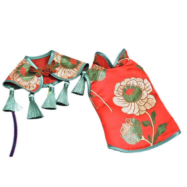 Pet Chinese New Year Tang Suit Cheongsam for Dogs - Festive Cloud Shoulder Design