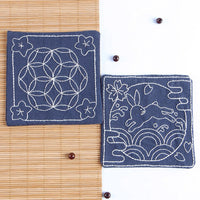 DIY Embroidery Coaster Kit for Beginners - Sashiko & Ribbon Embroidery Tea Mat Craft Set
