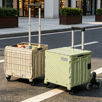 Foldable Portable Shopping Cart with Wheels, Collapsible Utility Cart for Groceries, Camping, and Hauling