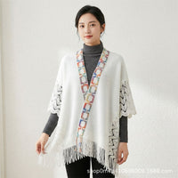 Ethnic Woven Shawl Cardigan for Women - Sun Protection & Stylish Knit Cover-Up