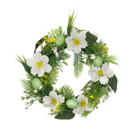 Artificial Bird Egg Wreath for Spring Easter, Green Leaf Garland Door Wall Decor