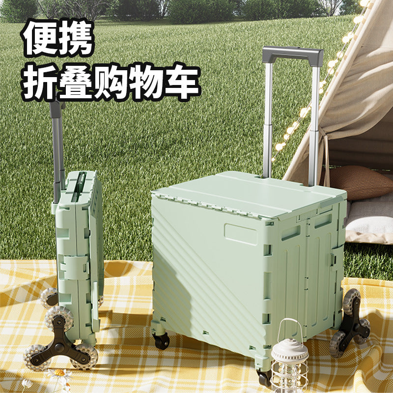 Foldable Shopping Cart with Wheels, Portable Grocery Utility Cart for Shopping, Laundry, Camping, and Travel