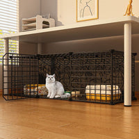Multi-Level Indoor Cat Cage with Litter Box Space, Warm Cat House Villa for Home