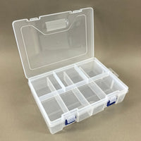 Clear Double-Layer 8-Compartment Plastic Storage Box with Detachable Dividers