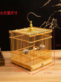 Bamboo Bird Cage with Drawer for Finches, Pearl-Eyebrowed Thrushes, and Willow Warblers