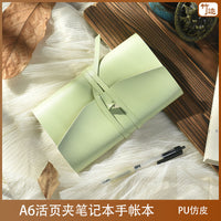 Macaron Color PU Leather Loose-Leaf Notebook with Strap Closure for Students & Office
