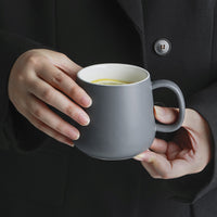 Minimalist Ceramic Coffee Mug with Spoon/Lid, Solid Color Glazed Tea Water Cup for Home & Hotel