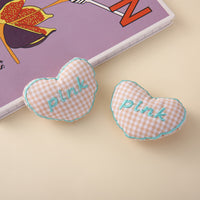 Plaid Heart Cartoon Plush Animal DIY Accessory for Shoes, Hats, Clothing, Socks, Hair Accessories