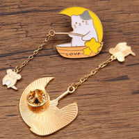 Cute Japanese Cartoon Animal Brooches for Sweaters and Coats - Rabbit, Cat, Dog Metal Pins