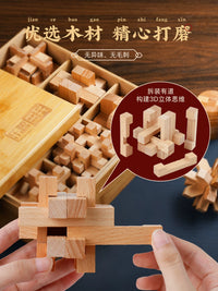 Luban Lock Kongming Lock Wooden Brain Teaser Puzzle Set for Kids and Adults