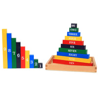 Montessori Math Small Colored Number Rods 1-10 for 3-6 Year Olds