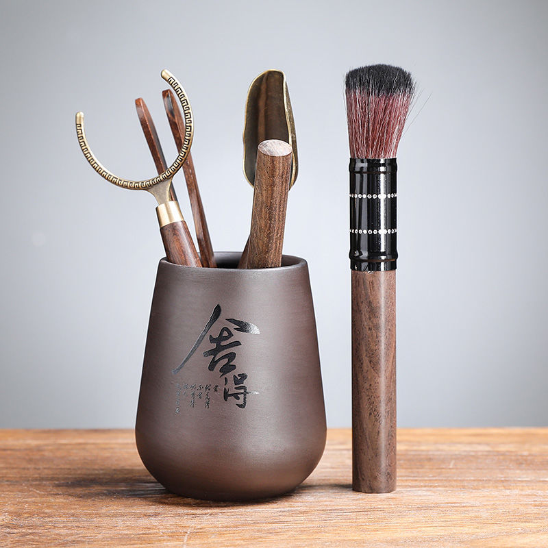 Teaware 6-Piece Set with Ebony Tea Tools and Zisha Pen Holder