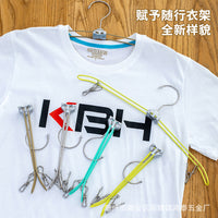 Foldable Stainless Steel Travel Hanger with Clips, Non-slip Drying Rack for Home and Travel