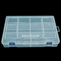 10-Compartment Detachable Clear Plastic Storage Box for Jewelry, Stationery, Fishing Gear, Hardware, Cards, and Blocks