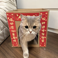 Corrugated Cardboard Cat House with Scratcher and Catnip