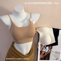 Seamless Jelly Strip Bralette for Small Busts, Gathered Support, Comfortable Sports Bra Vest