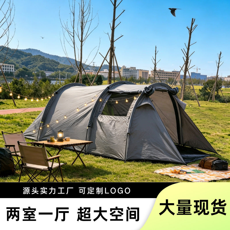 Outdoor Camping Tunnel Tent with Large Space, Multifunctional Tarp, Portable, Waterproof & Windproof