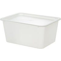 Stackable Desktop Storage Box with Lid - Clear Plastic Organizer for Office & Home