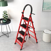 Foldable Carbon Steel A-Frame Ladder for Home and Outdoor Use, Portable Telescopic Step Stool