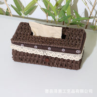 Woven Desktop Storage Basket Fabric Tissue Box Braided Storage Basket Straw Woven Ins Style Rattan Woven Willow Basket