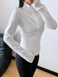 Women's Stand Collar Full-Zip Slim Fit Quick-Dry Athletic Jacket for Yoga & Workout