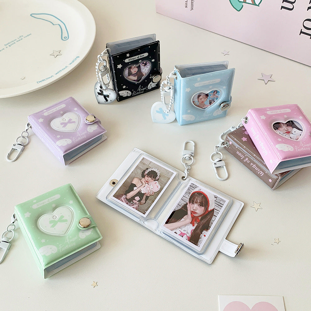 Mini Bowknot Heart Photo Album Keychain for 2-inch Photos & Photocards