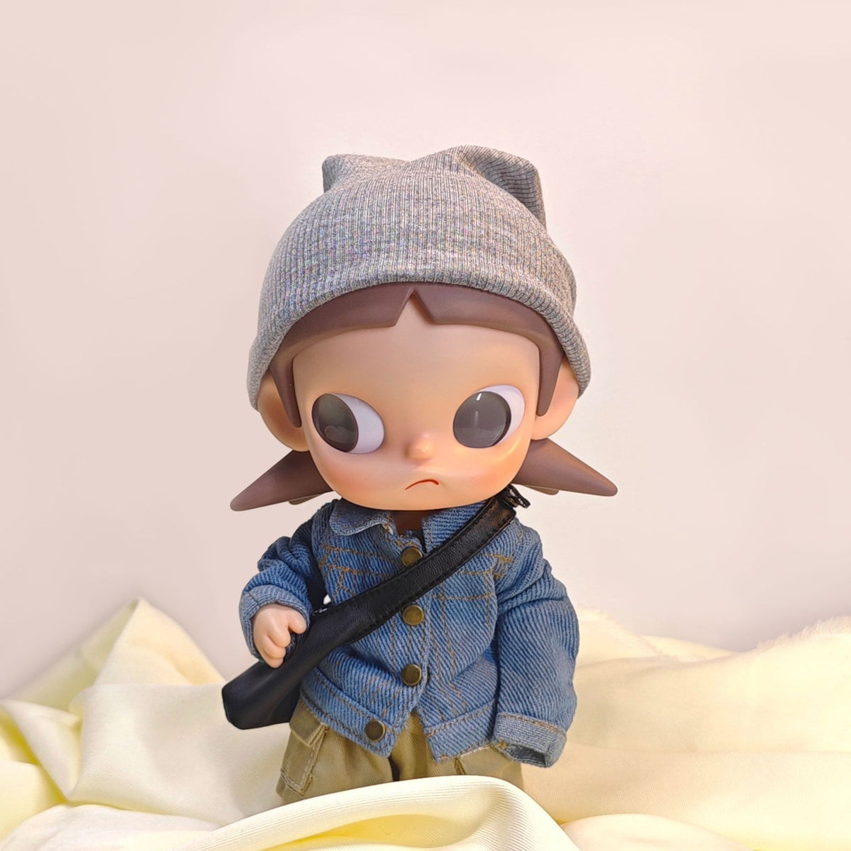 ZSIGA BJD Doll Clothes Set for 20cm Dolls - Beanie, Denim Jacket, Overalls