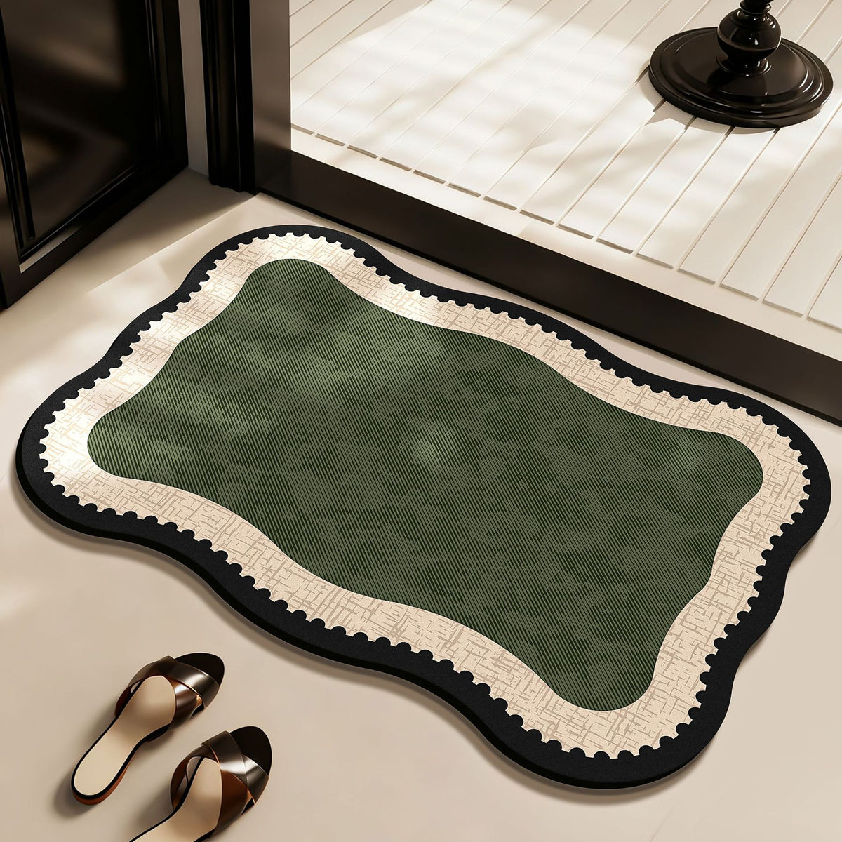 Vintage French Diatomaceous Earth Bath Mat, Non-Slip Absorbent Soft Bathroom Floor Mat