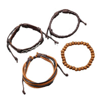 Men's Vintage Braided Rope Bracelet Set - 4-Piece Handmade Wristbands
