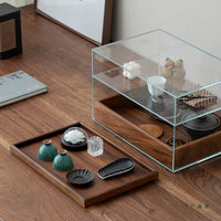 Mid-Century Walnut Display Cabinet with Glass Doors for Collectibles and Dental Supplies