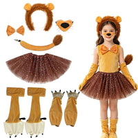 Halloween Plush Animal Ear Headband Cosplay Set - Lion, Fox, Cat