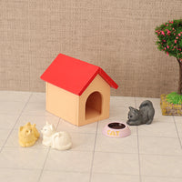 Miniature Cat House Model Ornament Set for Dollhouse DIY Christmas Decor