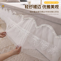Waterproof Bay Window Cushion with Removable Skirt, Sponge Filling, Luxury Balcony Pad, All-Season