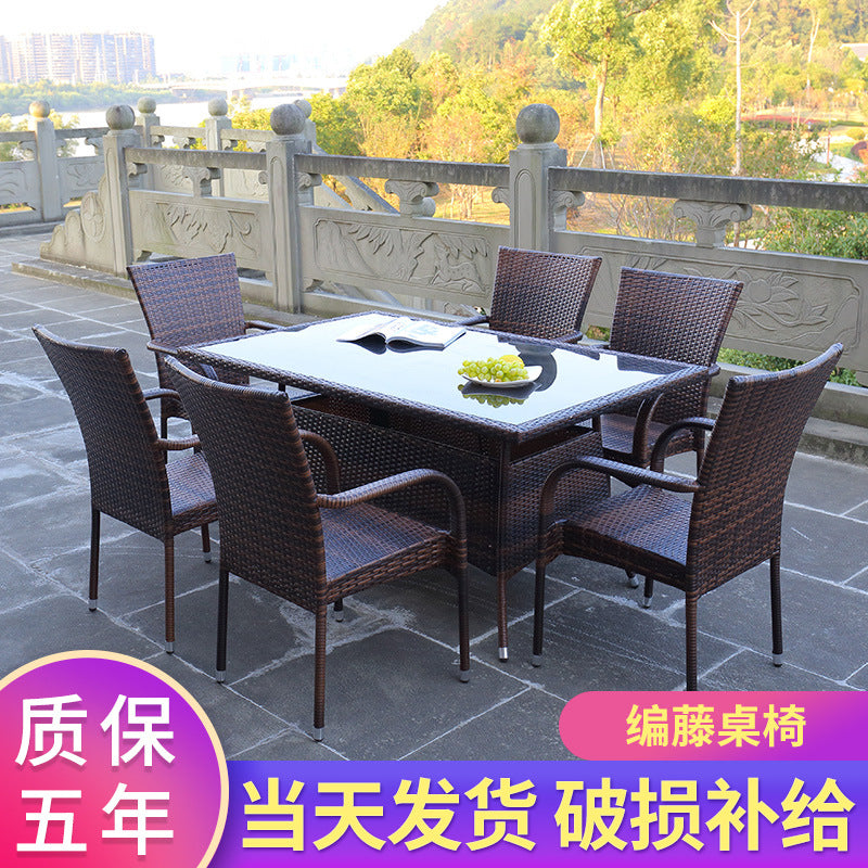 Outdoor Rattan Wicker Patio Furniture Set with Table and Chairs
