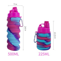 Collapsible Silicone Water Bottle Portable Outdoor Travel Mug with Lid for Sports & Hiking