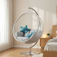 Outdoor Bubble Swing Chair Transparent Glass Sphere Hanging Basket for Patio Garden Indoor Home