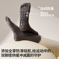 Non-Slip Pilates Yoga Socks with Five Toes for Women, Mid-Calf Athletic Fitness Ballet Style