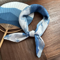 Indigo Tie-Dye Cotton Linen Blend Scarf for Women - Lightweight Neck, Head, or Bag Accessory