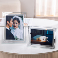 Transparent Glass Photo Frame with Stand for Desktop Display, Modern Creative Picture Frame for Kids' Growth Photos