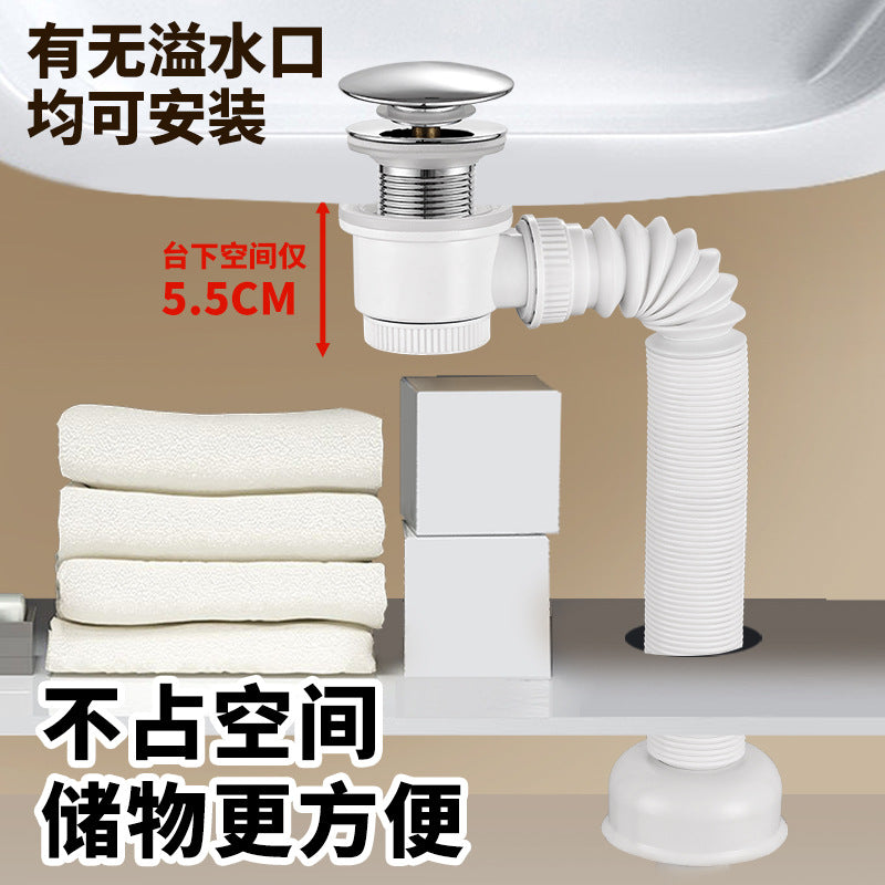 Basin Pop-Up Drain Kit with Anti-Odor P-Trap for Bathroom Sinks