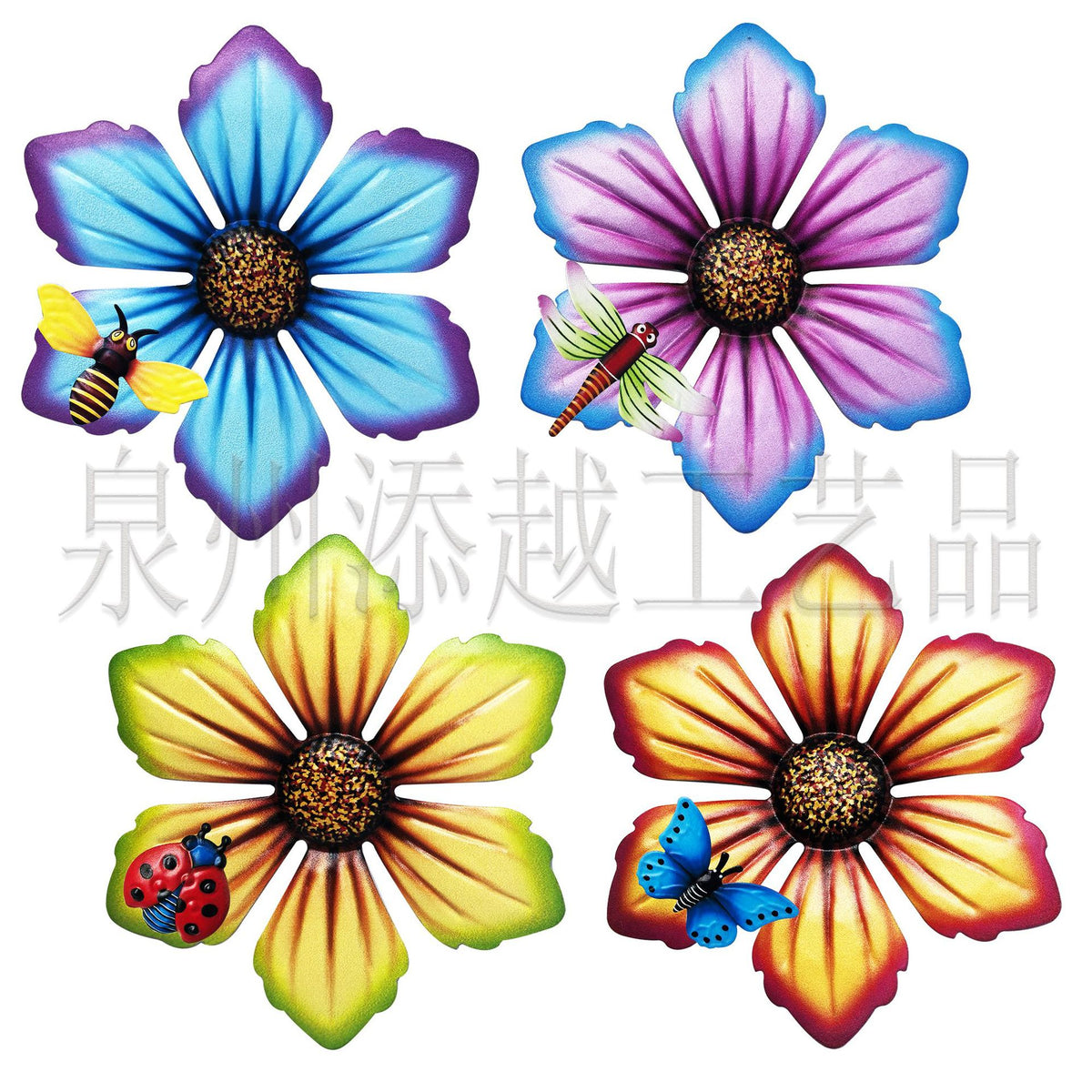 Iron Art Flower Wall Hanging Decor for Home and Garden