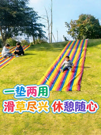 Rainbow Stripe Grass Sliding Mat for Kids Outdoor Play
