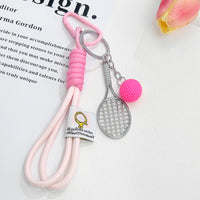 Nylon Braided Rope Badminton Tennis Racket Keychain Charm for Sports Bags Car Keys