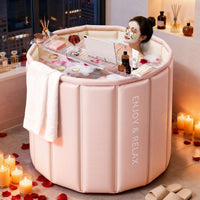 Foldable Portable Bathtub for Adults and Kids, Thickened Insulated Soaking Tub with Seat Option