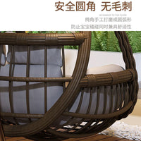 Outdoor Wicker Swing Chair with Stand, Bird's Nest Hanging Basket for Patio Garden Balcony, Indoor Lazy Hammock Rocking Chair